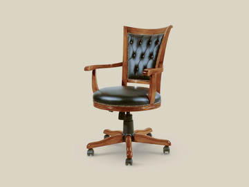 5120 - Leather and wood executive chair with castors with 5-spoke base by Tarocco Vaccari Group - view 2